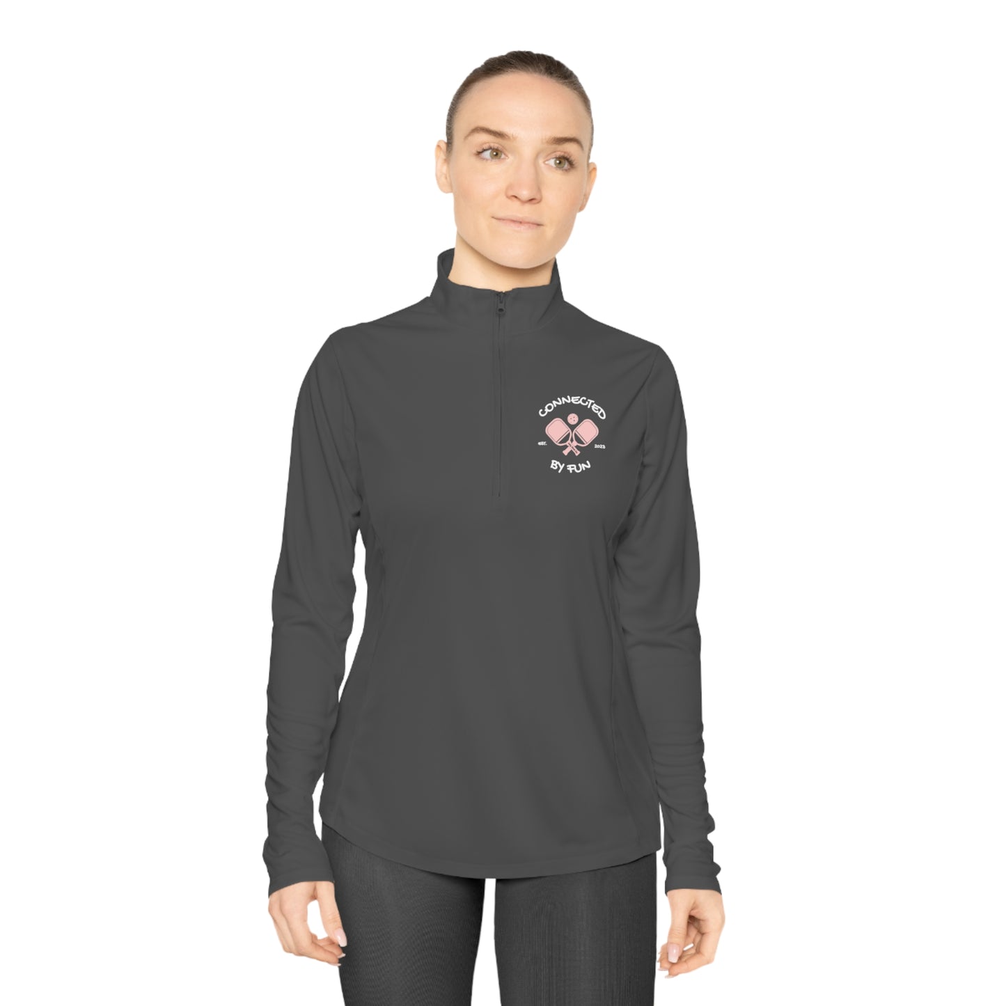 Women's Quarter-Zip Light Weight Pullover Connected By Fun