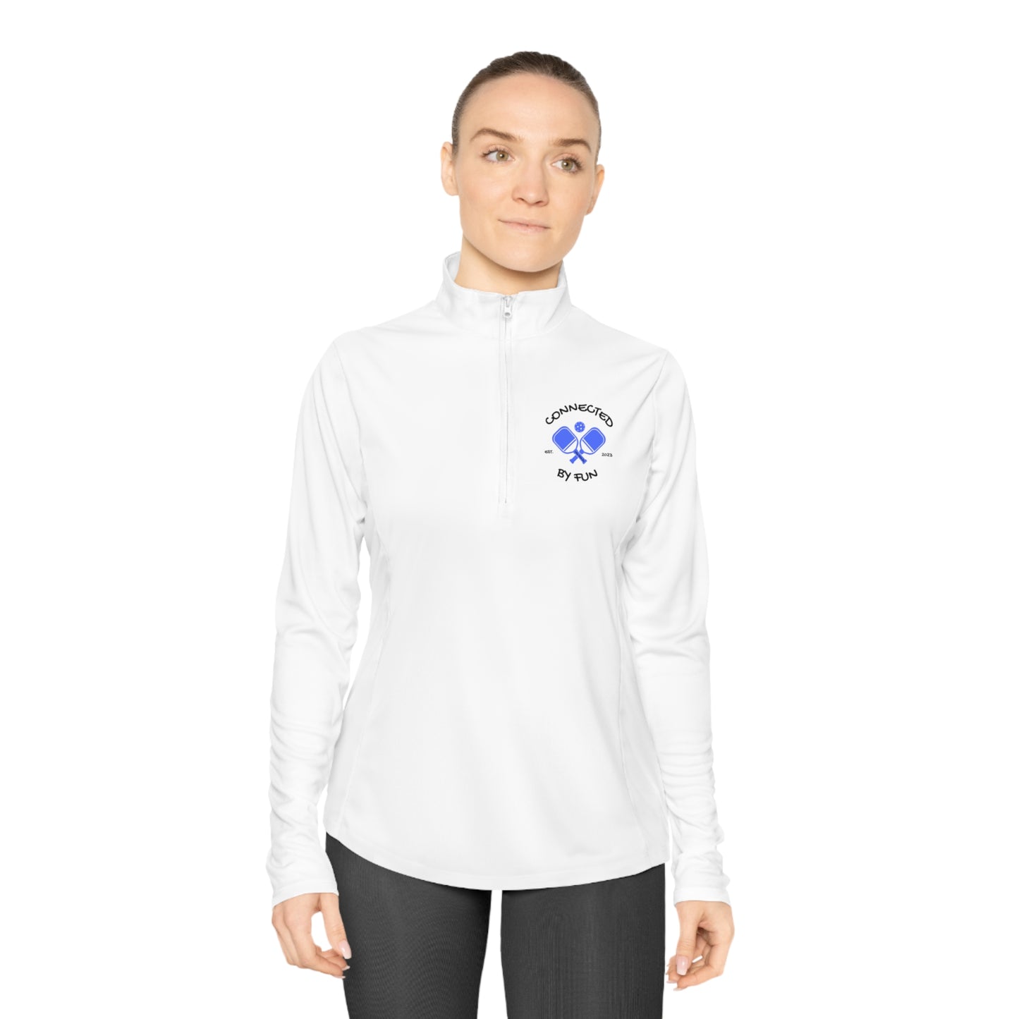 Women's Quarter-Zip Light Weight Pullover Connected By Fun